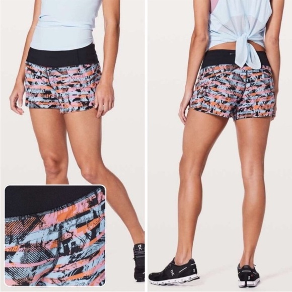 Lululemon run times shorts inversion multi black 37448 - Picture 1 of 7